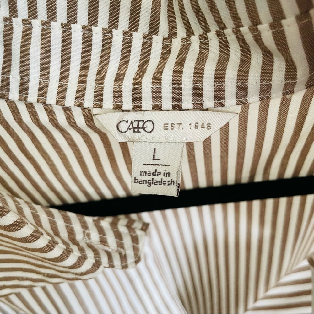 Cato woman’s Classic Striped button down size L tunic contemporary casual button - Picture 4 of 7
